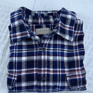 Jachs Mens Long Sleeve Flannel Size XL Red White and Blue Plaid